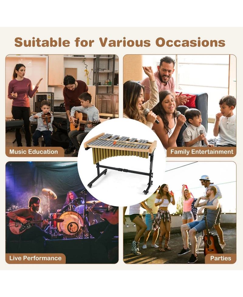 Hongge 32-Note Aluminum Marimba Featuring Lockable Rolling Stand