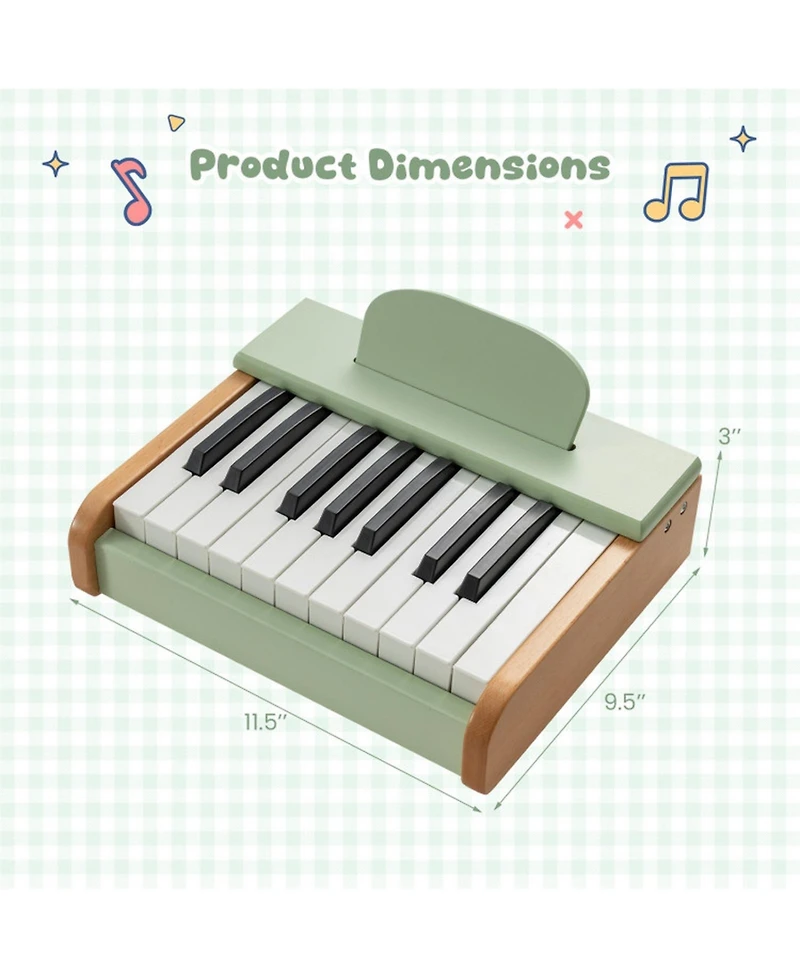 Hongge 18-Key Wooden Battery-Operated Piano, Ages 3+