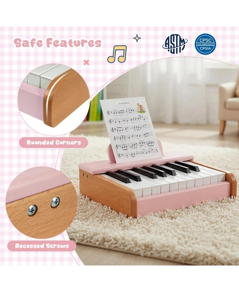 Hongge 18-Key Wooden Musical Toy Piano, Ages 3+