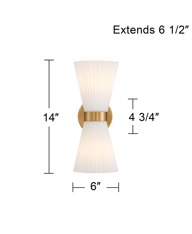 Possini Euro Design Possini Euro Peter 14" High Warm Brass 2-Light Wall Sconce Set of 2