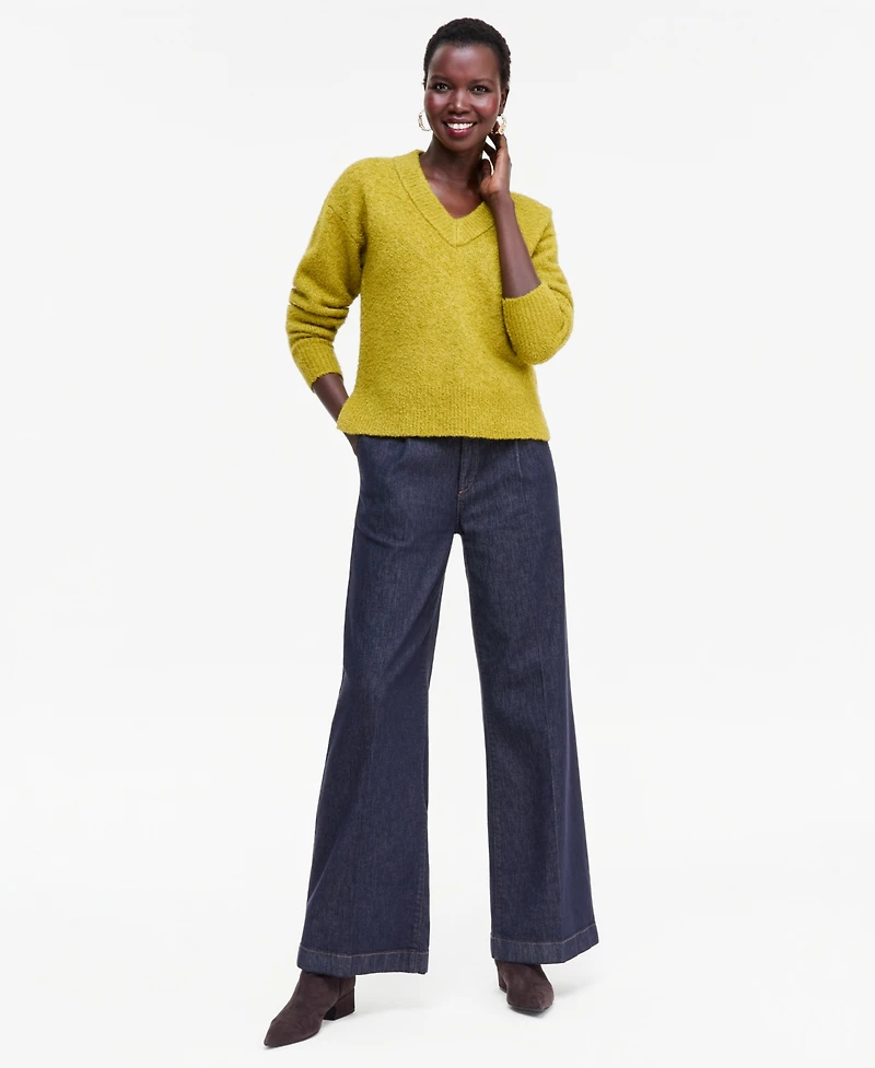 I.n.c. International Concepts Women's Boucle V-Neck Sweater, Macy's Exclusive