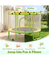 Hongge 60" 6-in-1 Trampoline with Enclosure Net, Ages 3+