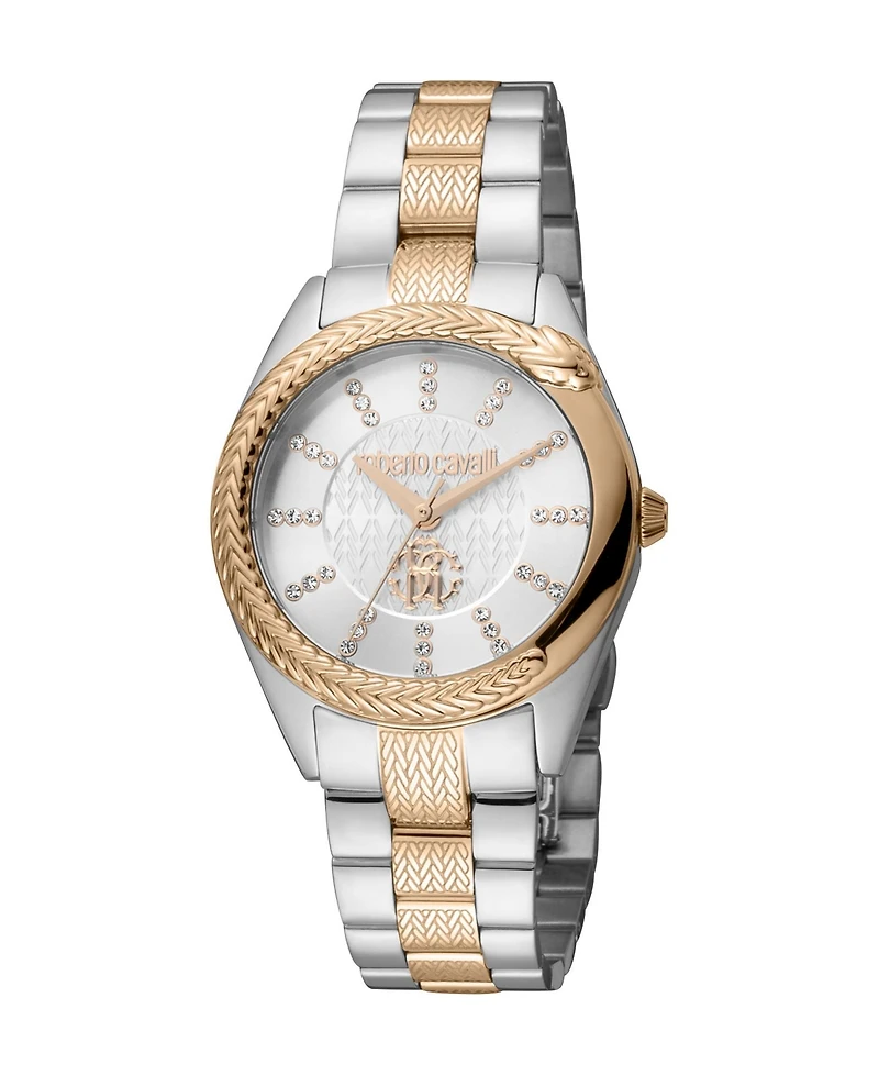 Roberto Cavalli Women's Snake Core Quartz Two Tone Stainless Steel Bracelet Watch