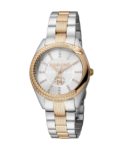 Roberto Cavalli Women's Snake Core Quartz Two Tone Stainless Steel Bracelet Watch