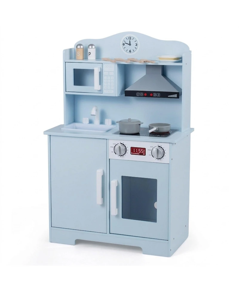 Sugift Wooden Light-and-Sound Play Kitchen Playset, Ages 3+