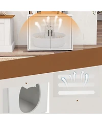 Hongge 56 in Tall Cat Litter Box Enclosure with 3 Storage Shelves
