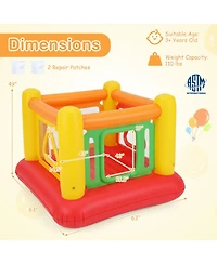 Hongge 3-in-1 Inflatable Bounce House, 63" x 63" x 49", 110 lbs Capacity, Ages 3+