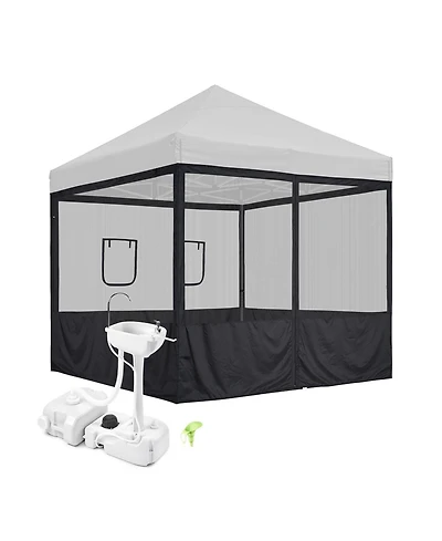Yescom InstaHibit 10x10Feet Pop Up Canopy Mesh Sidewalls and 17L Portable Hand Wash Station Combo, Food Vendor Booth Sanitation Kit for Outdoor Event