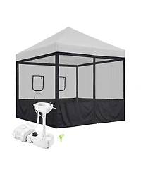 Yescom InstaHibit 10x10Feet Pop Up Canopy Mesh Sidewalls and 17L Portable Hand Wash Station Combo, Food Vendor Booth Sanitation Kit for Outdoor Event