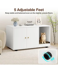 Hongge Wooden Cat Litter Box Furniture with Removable Scratching Board