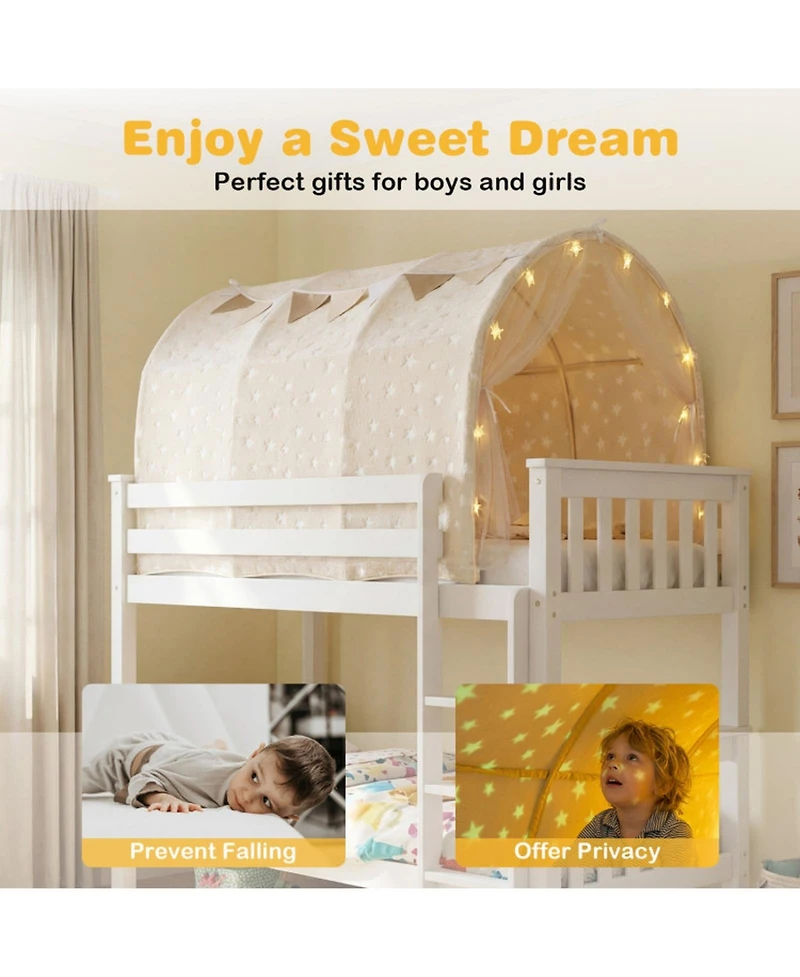 Hongge Glow-in-the-Dark Stars Twin Bed Flannel Canopy Tent, Ages 3+