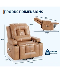 homfan Power Lift Recliner with Heat and Massage, Pu Leather, Adjustable Back and Legs, for Seniors