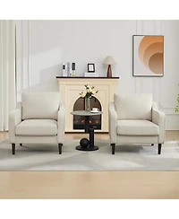 homfan 2 Set of Accent Chair for Living Room, Mid Century Reading Scooped Armchair, High Back Upholstered Bedroom Apartment