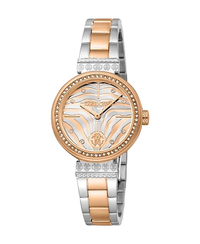 Roberto Cavalli Women's Logo Quartz Two Tone Stainless Steel Bracelet Watch