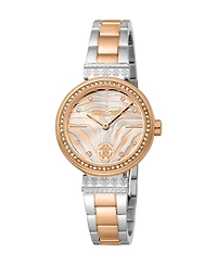 Roberto Cavalli Women's Logo Quartz Two Tone Stainless Steel Bracelet Watch
