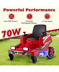 Sugift 12V Kids Ride On Mower with Led Lights and Dual Control Sticks, Ages 3-8