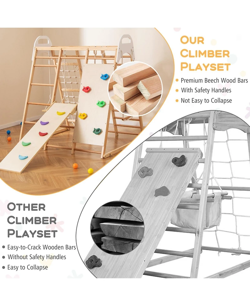 Sugift Ages 1+ 8-in-1 Wooden Jungle Gym Playset