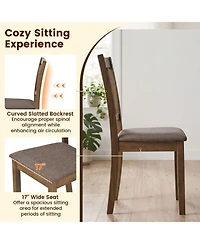 Sugift Set of 2 Upholstered Wooden Dining Chairs with Rubber Wood Frame