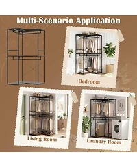Hongge Heavy Duty 3-Tier Clothes Rack with Two Hanging Rails