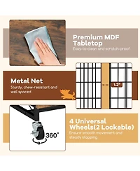 Hongge 38 in Mobile Industrial Dog Kennel with Flip-Up Tabletop