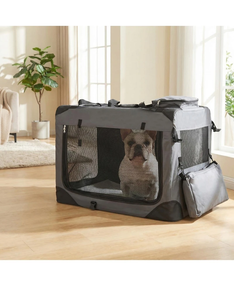 Hongge Collapsible Soft-Sided Travel Dog Crate with Mesh Windows