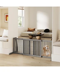 Hongge Free Standing Folding 3-Panel Wood Dog Fence for Doorways