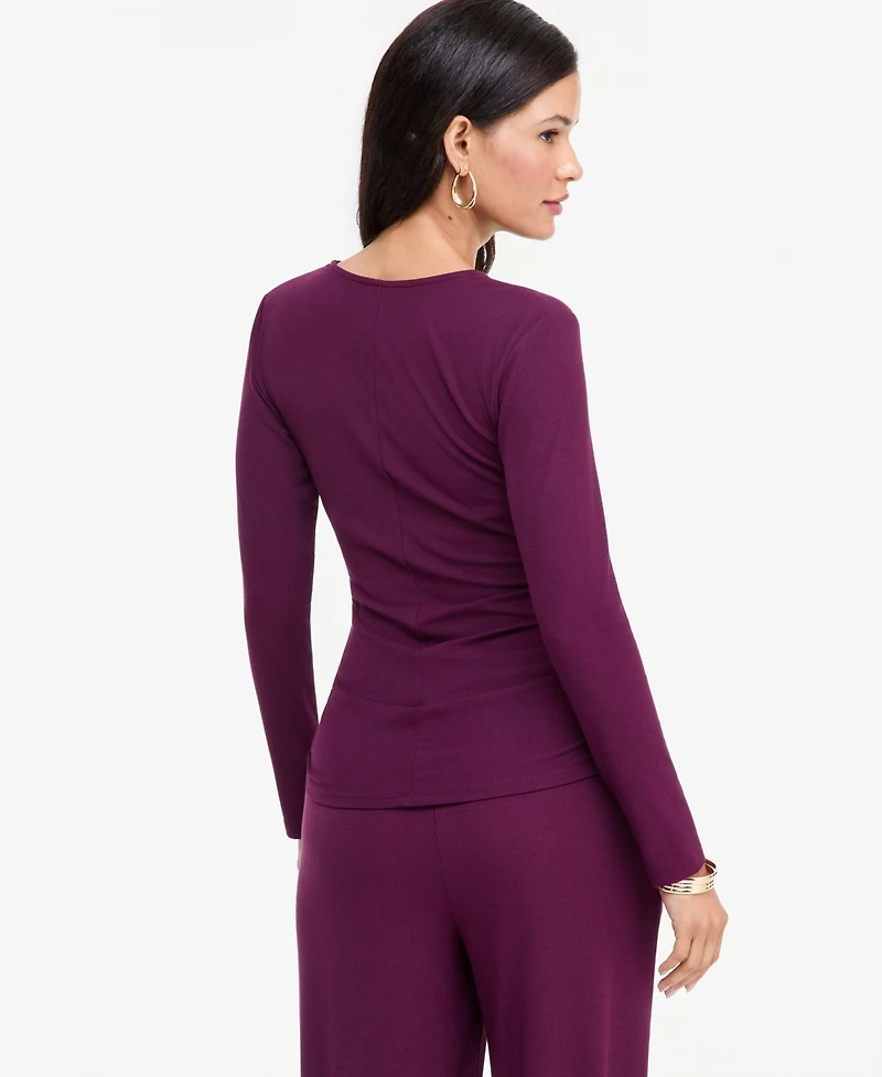 I.n.c. International Concepts Women's Long-Sleeve V-Neck Side-Ruching Wrap Top, Macy's Exclusive