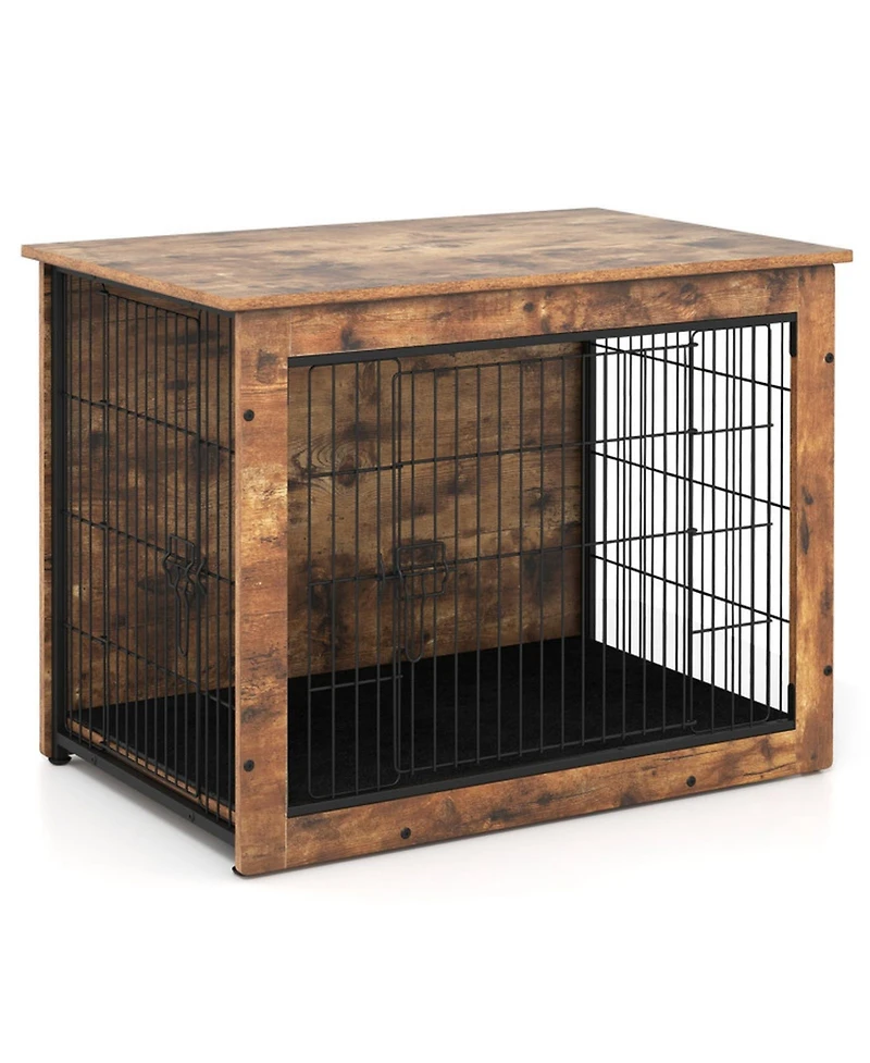 Hongge 33 in Cushioned Dog Crate Furniture Doubling as an End Table