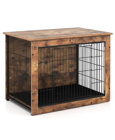 Hongge 33 in Cushioned Dog Crate Furniture Doubling as an End Table