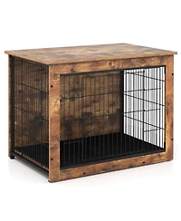 Hongge 33 in Cushioned Dog Crate Furniture Doubling as an End Table