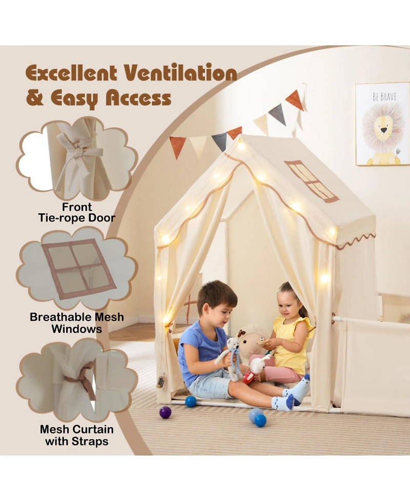 Hongge 2-in-1 3-Piece Play Tent and Playpen with Star String Lights, Ages 3+