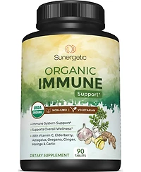 Sunergetic Immune Supplement with Vitamin C, Elderberry, Astragalus, Oregano, Ginger, Moringa and Garlic, 90 Tablets