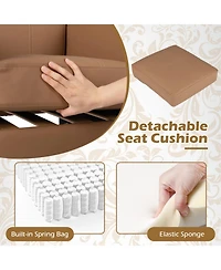 Sugift Set of 2 Pu Leather Modern Accent Chairs with Removable Seat Cushion