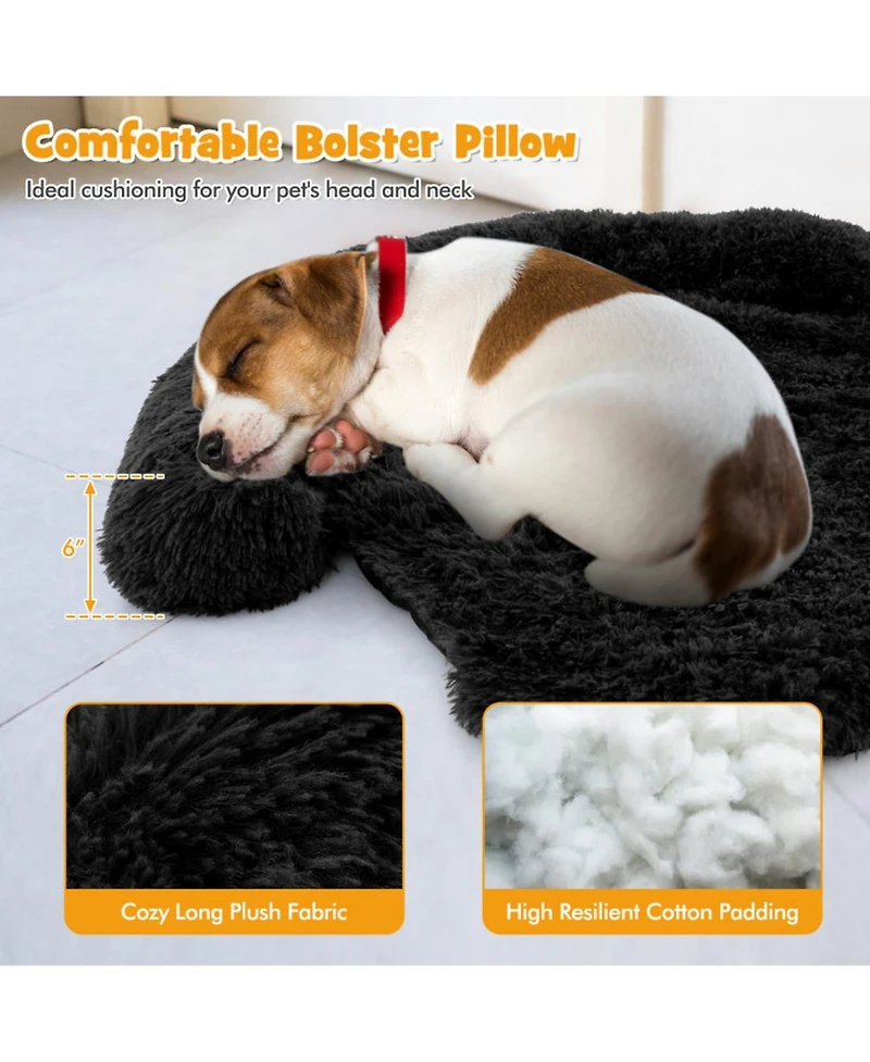 Sugift Plush Calming Dog Couch Bed with Anti-Slip Bottom