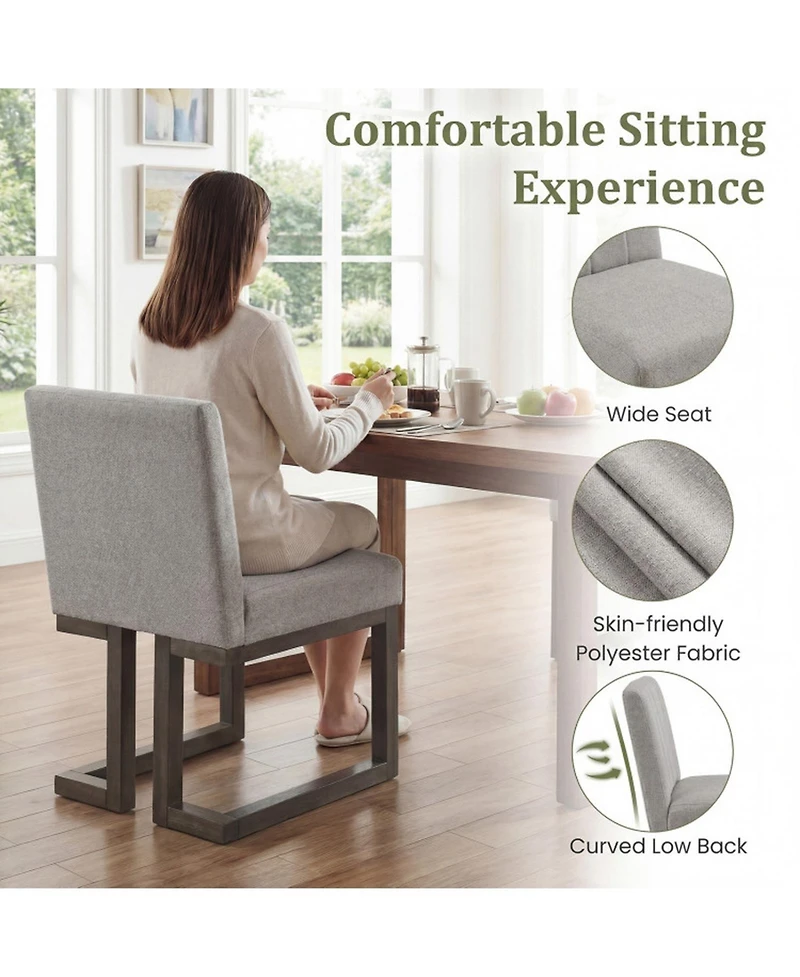 Sugift Modern Farmhouse Fabric Dining Chairs Set of 4 with 5.5in Thickened Padded Seat