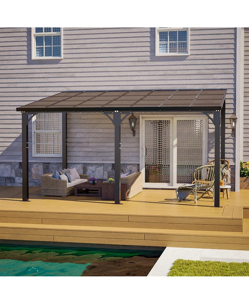 Asagikoiai 9x13 Ft Hardtop Gazebo, Aluminum Patio Pergola with Polycarbonate Roof