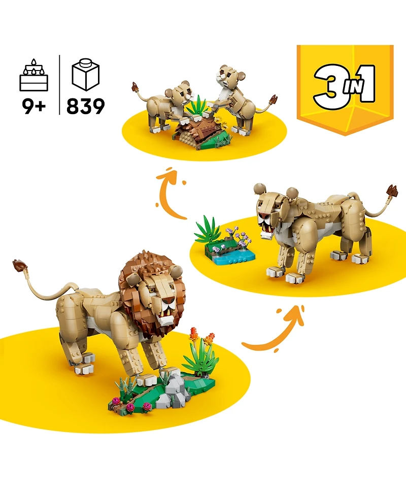 Lego Wild Animals Majestic Lion 31386 839-Piece Building Set, Ages 9+