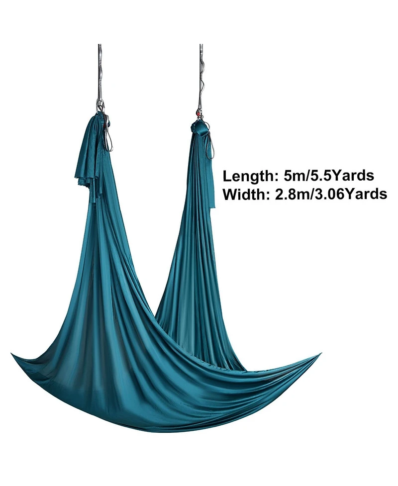 Sugift Aerial Yoga Hammock Swing Starter Kit 5.5 Yards 100gsm Nylon Fabric with Full Rigging Hardware