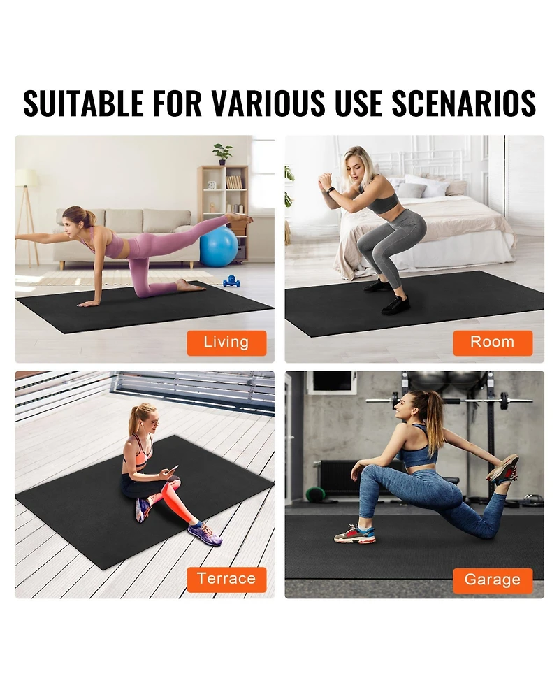 Sugift Non-Slip High Density Exercise Yoga Mat with Bag and Carry Strap for Home Workout 7x5ft