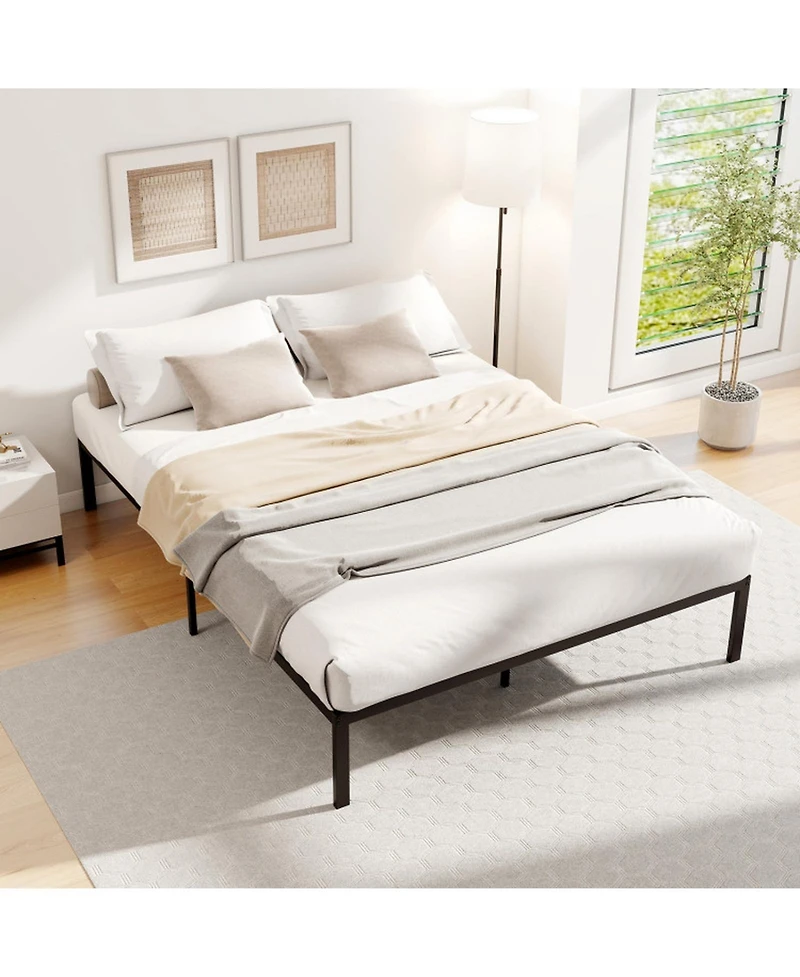 Sugift Full Size Heavy Duty Metal Platform Bed Frame with Reinforced Slat Support