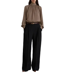 Reiss Women's Geometric-Print Tie-Neck Blouse