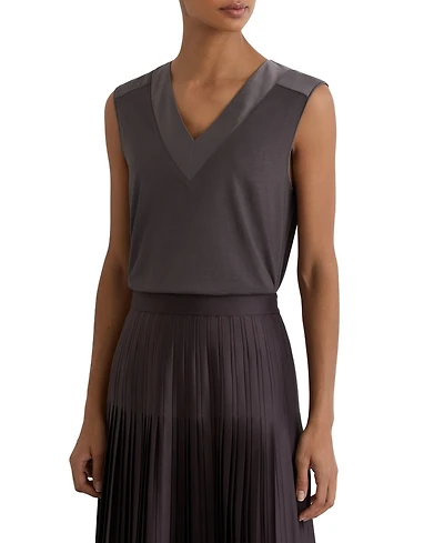 Reiss Women's Silk-Trim Sleeveless Top