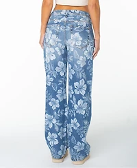 Roxy Women's Haven Flora Low-Rise Straight-Leg Floral-Print Jeans