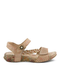 L'Artiste Women's Popular Quarter Strap Sandal with Leather Upper