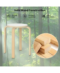 Sugift Set of 4 Stackable Bentwood Dining Chairs with Round Seat