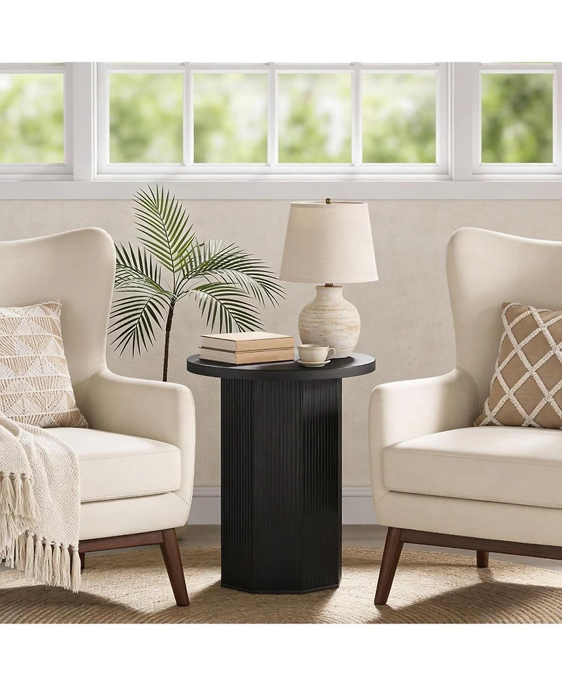 Tribesigns Round Pedestal End Table with Fluted Base