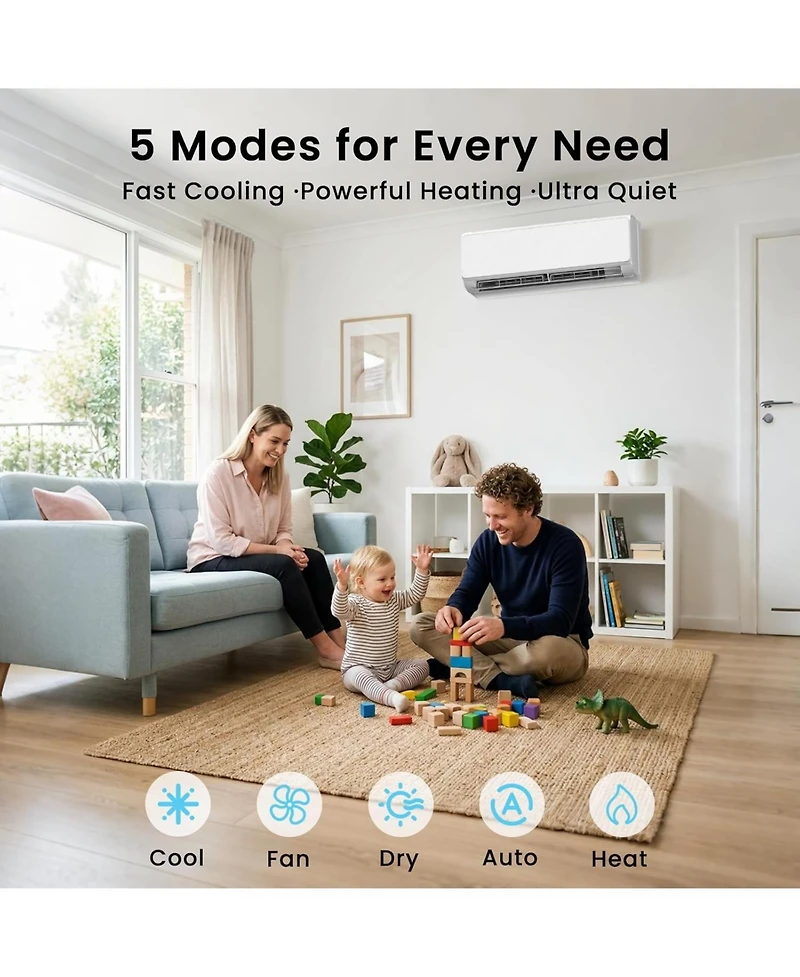 Cowsar 18000 Btu Mini Split Ac, 19 SEER2, 1250 Sq. Ft.