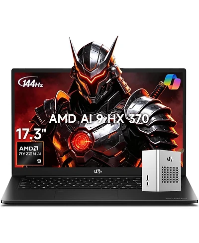 Nimo 17.3 Ai Laptop,Amd Ryzen 9 HX370 32GB Ram 1TB Ssd Radeon 890M,with eGPU of Amd Rx 7600M Xt 8GBGDDR6 for Video Editing,Ai TasksandRemote Streaming