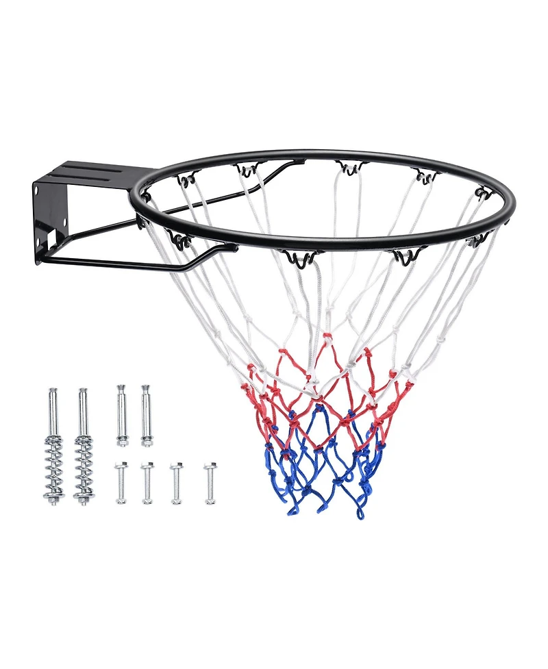 Sugift Heavy Duty Q235 Wall Door Mounted Basketball Flex Rim Goal Replacement with Net 18in Standard Hoop