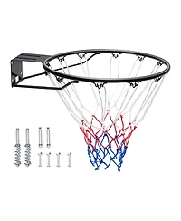 Sugift Heavy Duty Q235 Wall Door Mounted Basketball Flex Rim Goal Replacement with Net 18in Standard Hoop